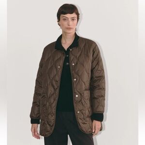 Everlane Quilted Mid-Length Liner Jacket In Brown Size Small New